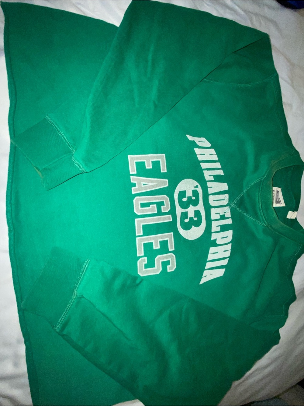 Timberland Green and White Graphic Crewneck Sweatshirt crop